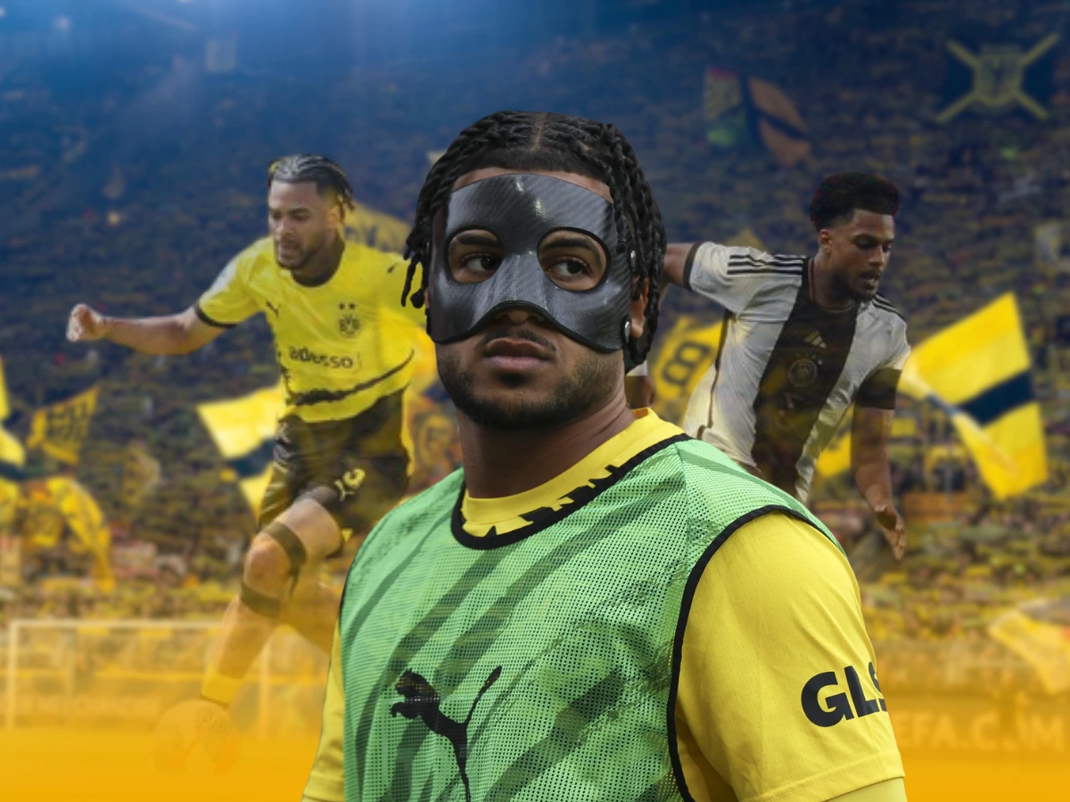 Edited photo of Almugera Kabar wearing Dortmund training bib