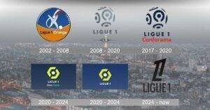 league 1 logo evlolution from 2002 to 2025