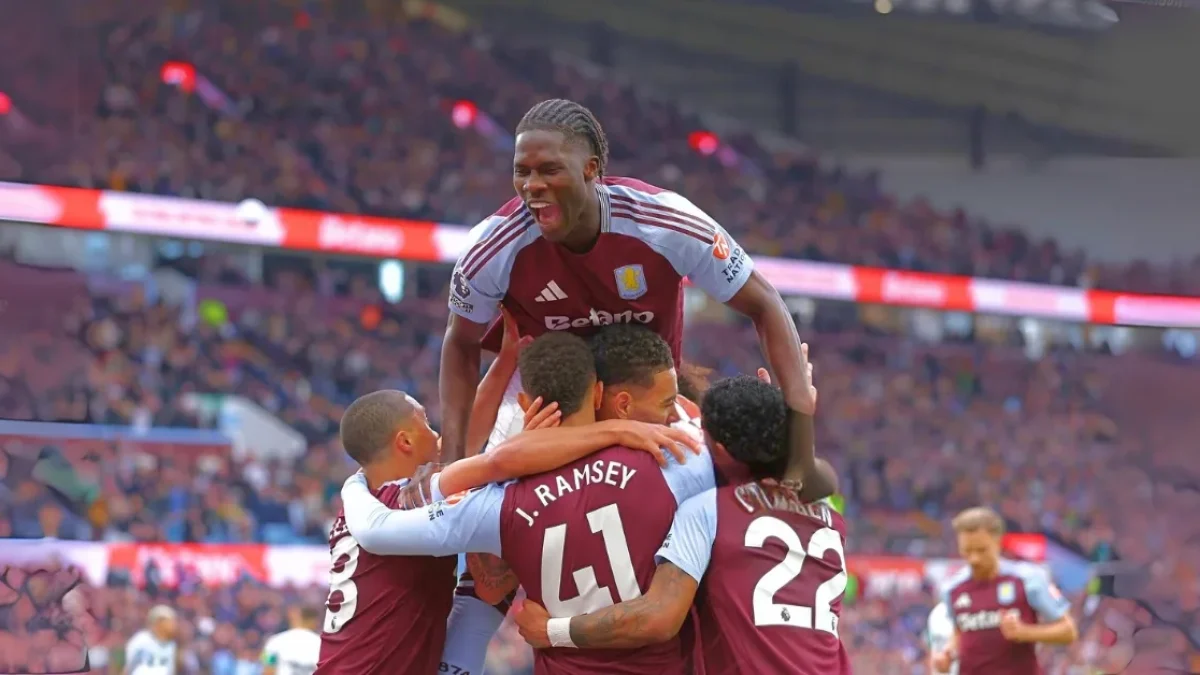 Ollie Watkins celebrates early goal against Newcastle at Villa Park