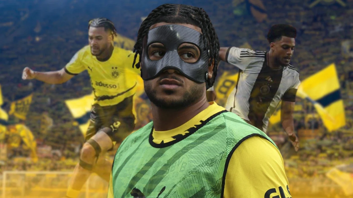 Edited photo of Almugera Kabar wearing Dortmund training bib