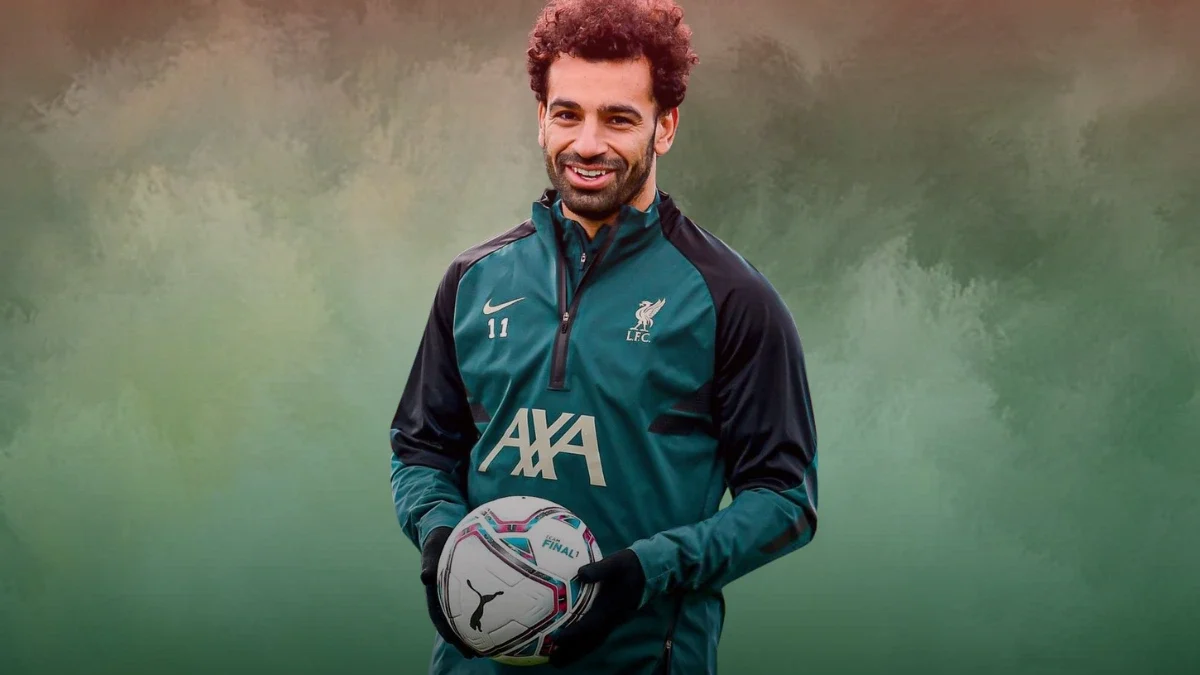 Mohamed Salah holding football